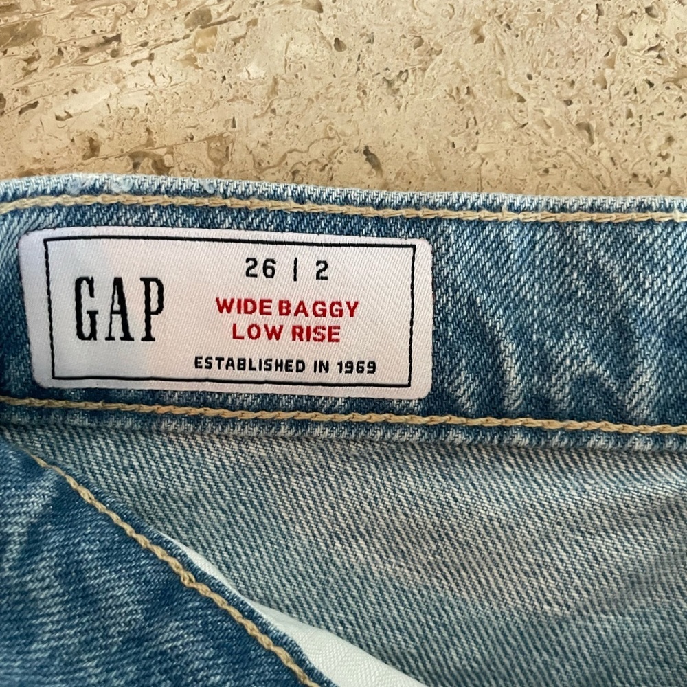 GAP Wide Baggy “Low Rise” Jeans w/ Neon Stripe - Picture 5 of 8